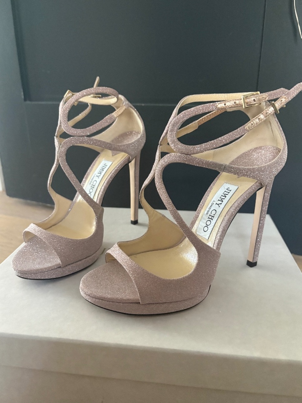 Jimmy Choo - Lance 120 - fine glitter Ballet Pink - size 36.5